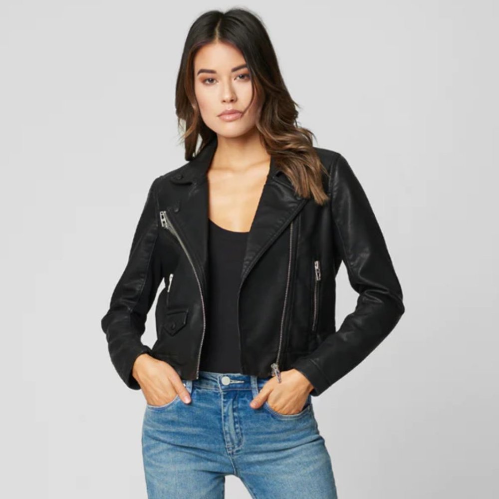 BLANKNYC Bare Minimum Vegan Leather Jacket in Black